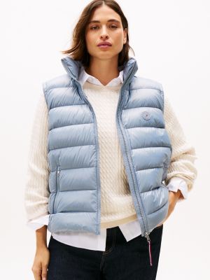 blue curve glossy waterafstotende donsbodywarmer voor dames - tommy hilfiger