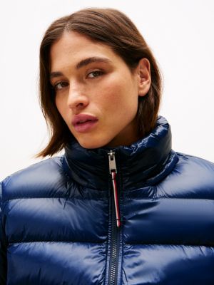 blue curve glossy down-filled lightweight jacket for women tommy hilfiger