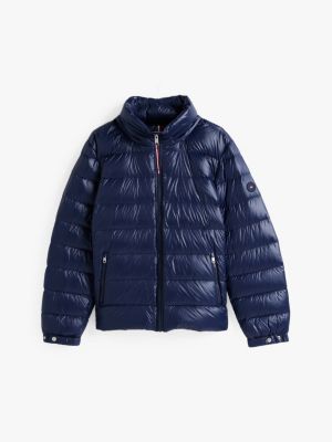 blue curve glossy down-filled lightweight jacket for women tommy hilfiger