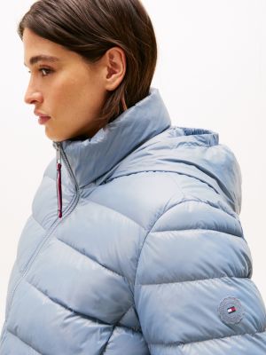 chaqueta curve ligera con relleno de plumón azul de mujeres tommy hilfiger