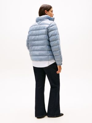 blau curve glänzende daunengefüllte leichte jacke für damen - tommy hilfiger