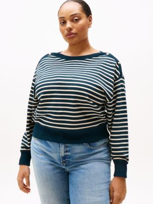 multi curve boat neck sweatshirt for women tommy hilfiger