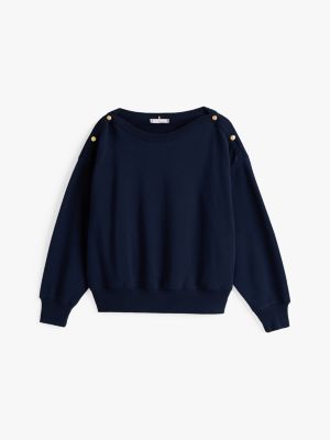 blau curve sweatshirt mit u-boot-ausschnitt für damen - tommy hilfiger