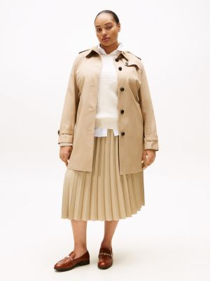 beige curve pleated midi skirt for women tommy hilfiger