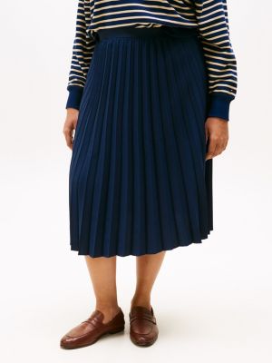 blue curve pleated midi skirt for women tommy hilfiger