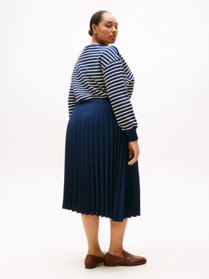 blue curve pleated midi skirt for women tommy hilfiger