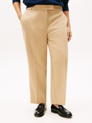 khaki curve slim straight leg fit hose für damen - tommy hilfiger