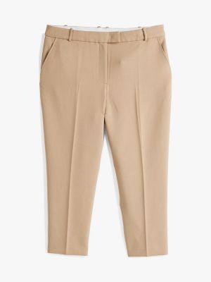 khaki curve slim straight leg trousers for women tommy hilfiger