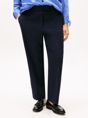 blue curve slim straight leg trousers for women tommy hilfiger