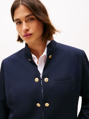 blau curve slim fit blazer mit mandarinkragen für damen - tommy hilfiger