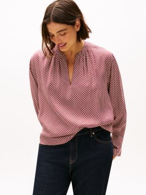 blusa curve relaxed fit con stampa red da donne tommy hilfiger