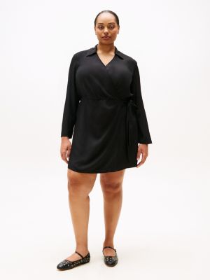 black curve mini wrap dress for women tommy hilfiger