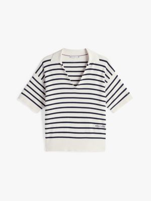 multi stripe short sleeve polo jumper for women tommy hilfiger