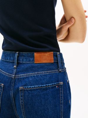 jeans alla caviglia con taglio affusolato a vita media blu da donne tommy hilfiger