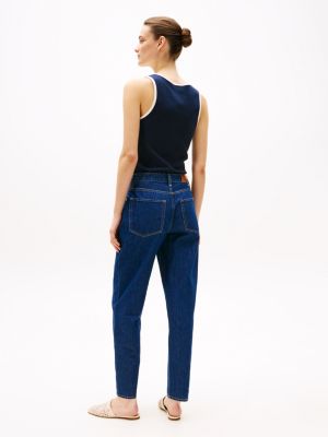 blue mid rise tapered leg ankle jeans for women tommy hilfiger