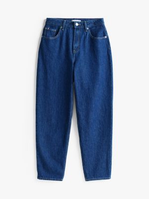 blau knöchellange jeans mit mittelhohem bund und tapered leg für damen - tommy hilfiger