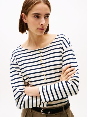 multi henley long sleeve t-shirt for women tommy hilfiger