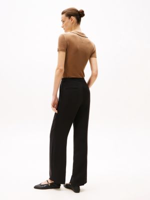 black crepe relaxed straight leg trousers for women tommy hilfiger