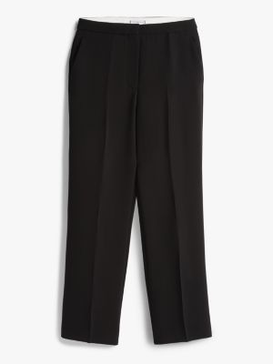 black crepe relaxed straight leg trousers for women tommy hilfiger