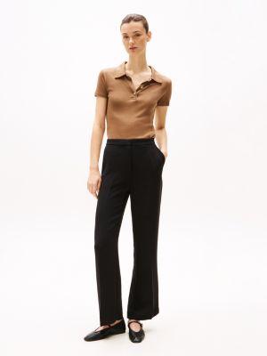 pantaloni relaxed fit dritti in crêpe black da donne tommy hilfiger