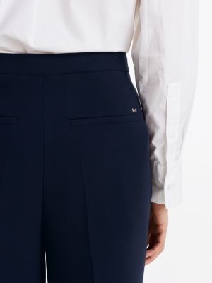 pantaloni relaxed fit dritti in crêpe blu da donne tommy hilfiger