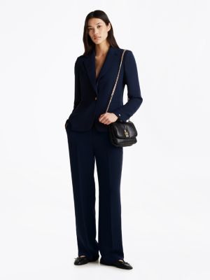 pantalon droit décontracté en crêpe blue pour femmes tommy hilfiger