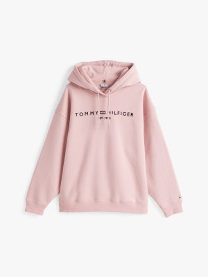 pink curve logo embroidery hoody for women tommy hilfiger