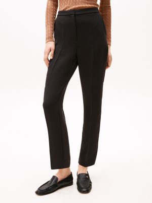 black crepe slim fit pull-on trousers for women tommy hilfiger