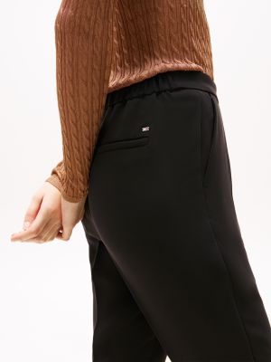 black crepe slim fit pull-on trousers for women tommy hilfiger