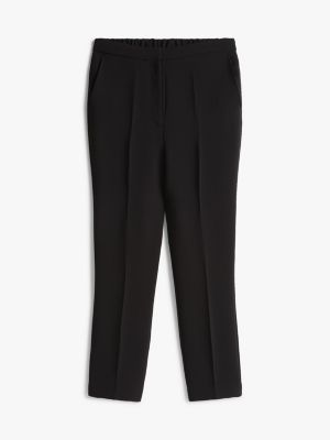 black crepe slim fit pull-on trousers for women tommy hilfiger