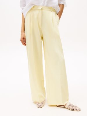 pantaloni relaxed fit dritti in misto lino giallo da donne tommy hilfiger