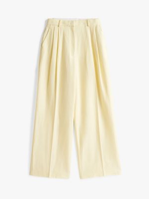 pantaloni relaxed fit dritti in misto lino giallo da donne tommy hilfiger