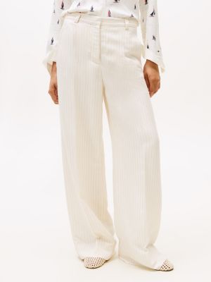 pantalon jambe ample avec lin white pour femmes tommy hilfiger