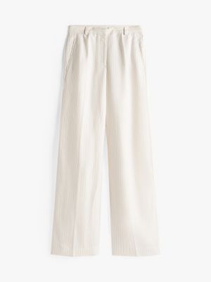white wide leg trousers with linen for women tommy hilfiger