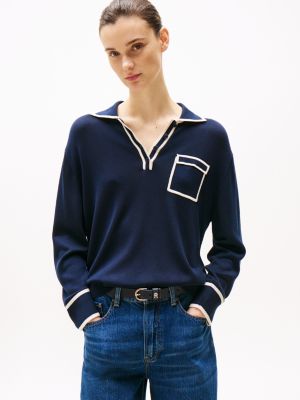 pullover polo in misto seta multicolore da donne tommy hilfiger