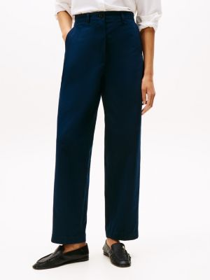 blue relaxed straight leg chinos for women tommy hilfiger