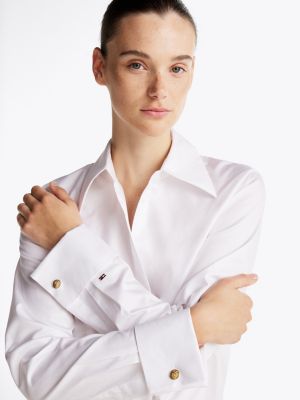 white regular fit oxford shirt for women tommy hilfiger