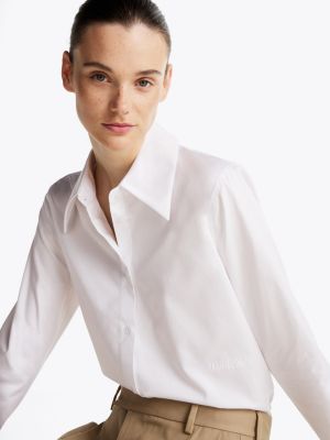 white regular fit oxford shirt for women tommy hilfiger