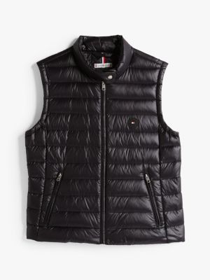 zwart ultra light down bodywarmer met opstaande hals voor dames - tommy hilfiger