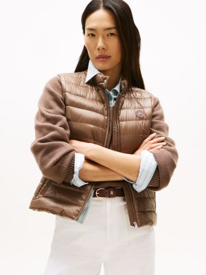 brown ultra light padded packable gilet for women tommy hilfiger