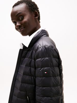 black ultra light down mock neck jacket for women tommy hilfiger