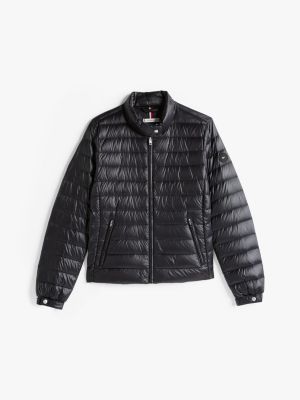 schwarz ultraleichte daunenjacke mit stehkragen für damen - tommy hilfiger