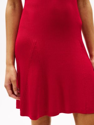 red ribbed mini polo dress for women tommy hilfiger