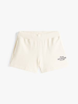 shorts sportivi con logo ricamato bianco da donne tommy hilfiger