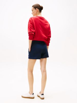 shorts sportivi con logo ricamato blu da donne tommy hilfiger