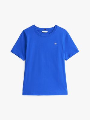 t-shirt à drapeau hilfiger contrasté bleu pour femmes tommy hilfiger