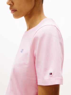 pink contrast flag t-shirt for women tommy hilfiger