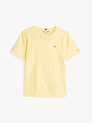 żółty t-shirt z kontrastową flagą hilfiger dla kobiety - tommy hilfiger