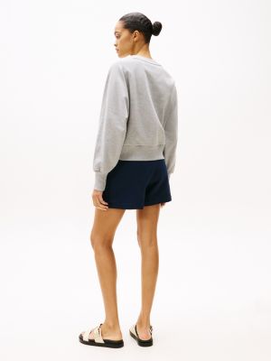 grijs sweatshirt met geborduurde vlaggen voor dames - tommy hilfiger