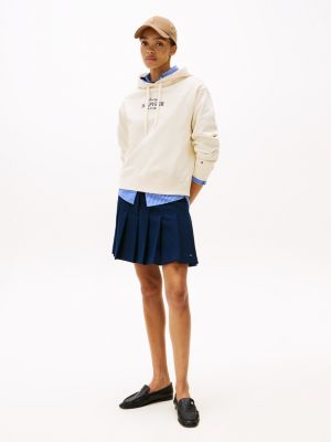 wit hoodie met geborduurd logo voor dames - tommy hilfiger